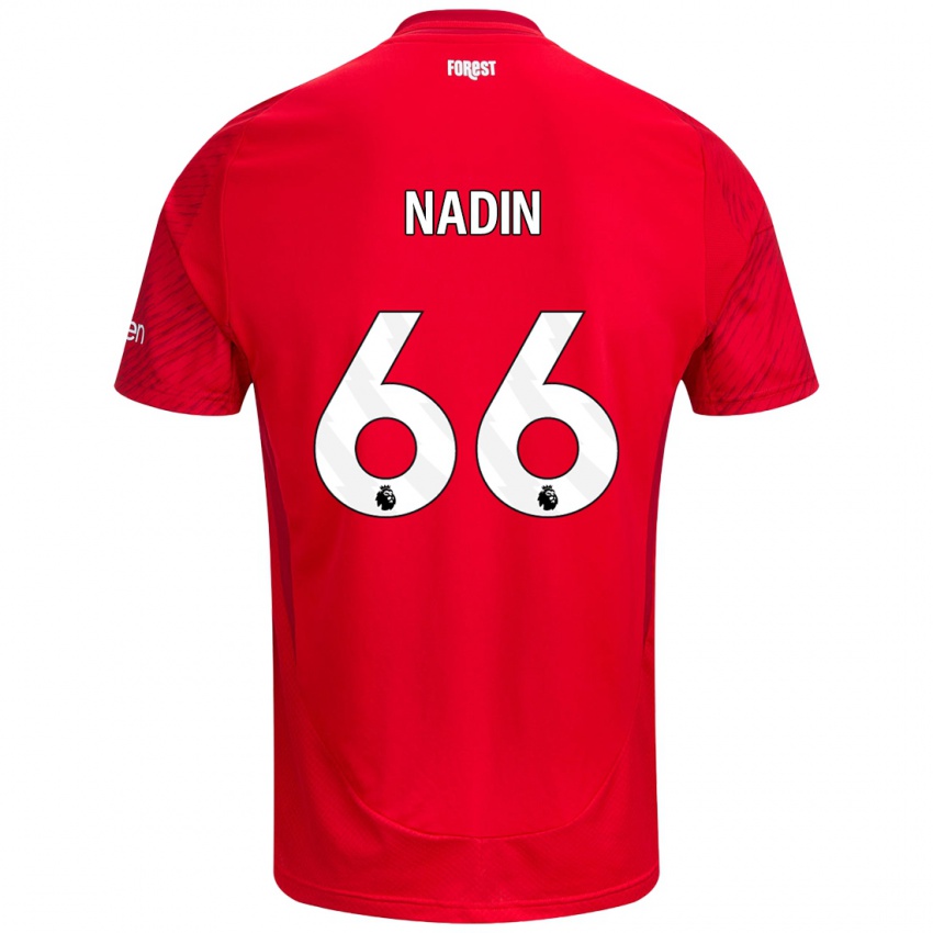 Niño Camiseta Jack Nadin #66 Rojo Blanco 1ª Equipación 2024/25 La Camisa