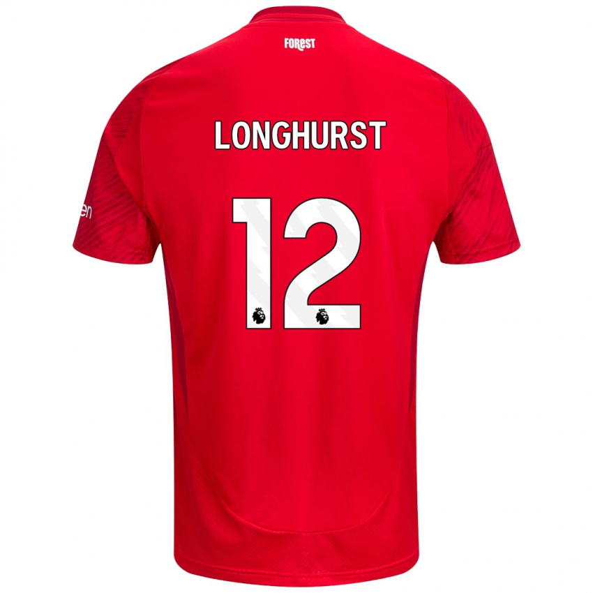 Niño Camiseta Kate Longhurst #12 Rojo Blanco 1ª Equipación 2024/25 La Camisa