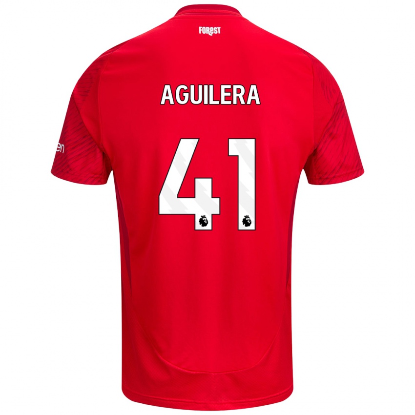 Niño Camiseta Brandon Aguilera #41 Rojo Blanco 1ª Equipación 2024/25 La Camisa