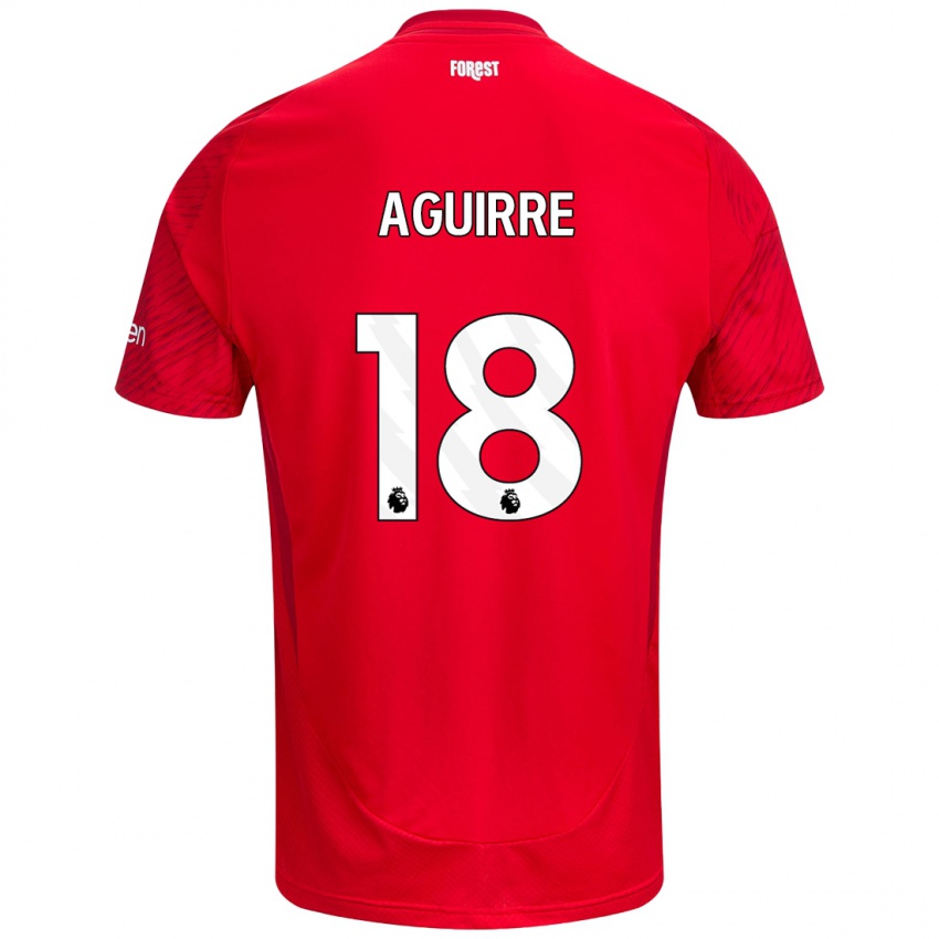 Niño Camiseta Aja Aguirre #18 Rojo Blanco 1ª Equipación 2024/25 La Camisa