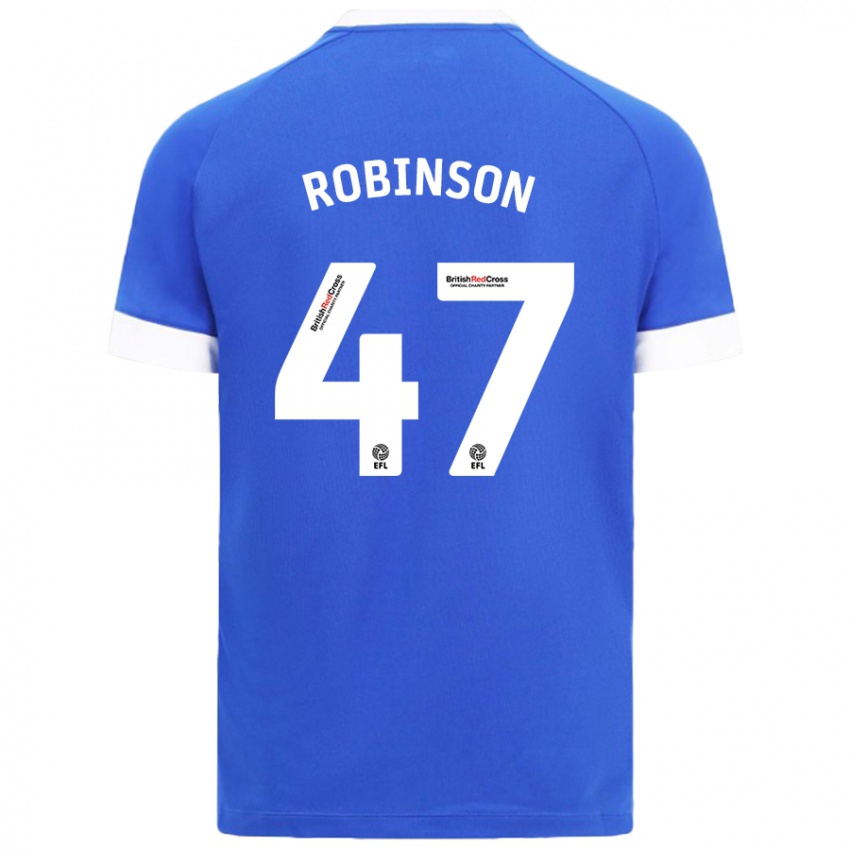 Niño Camiseta Callum Robinson #47 Azul Cielo 1ª Equipación 2024/25 La Camisa