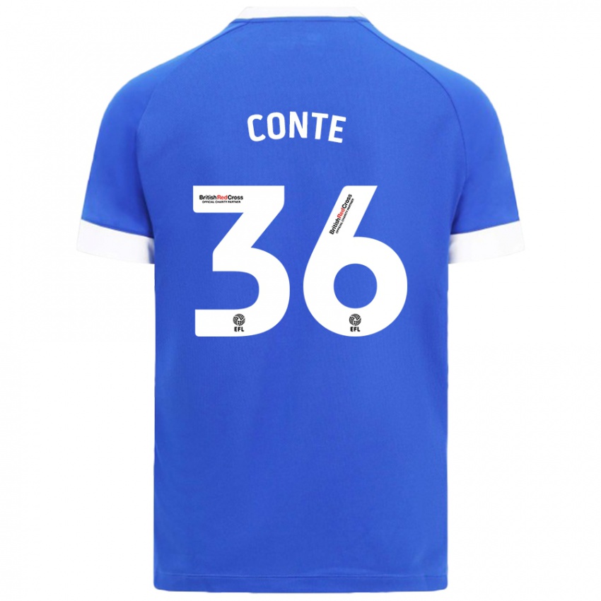 Niño Camiseta Raheem Conte #36 Azul Cielo 1ª Equipación 2024/25 La Camisa