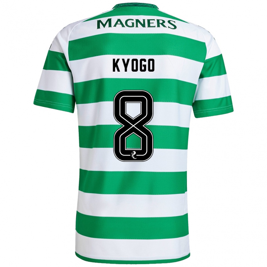 Niño Camiseta Kyogo Furuhashi #8 Verde Blanco 1ª Equipación 2024/25 La Camisa