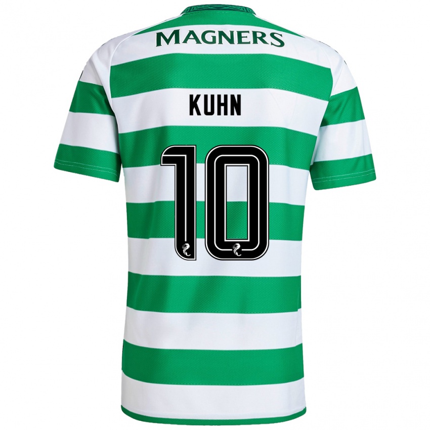 Niño Camiseta Nicolas Kühn #10 Verde Blanco 1ª Equipación 2024/25 La Camisa