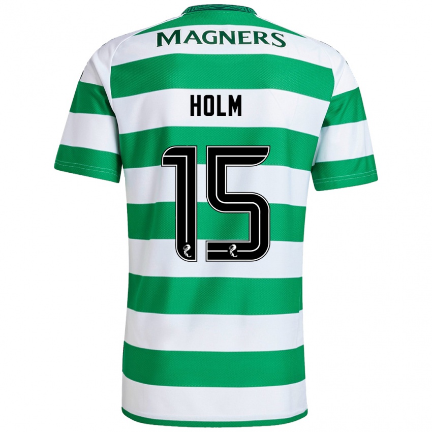 Niño Camiseta Odin Thiago Holm #15 Verde Blanco 1ª Equipación 2024/25 La Camisa