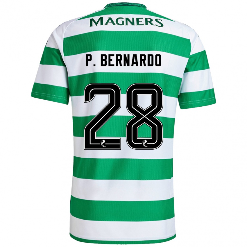 Niño Camiseta Paulo Bernardo #28 Verde Blanco 1ª Equipación 2024/25 La Camisa