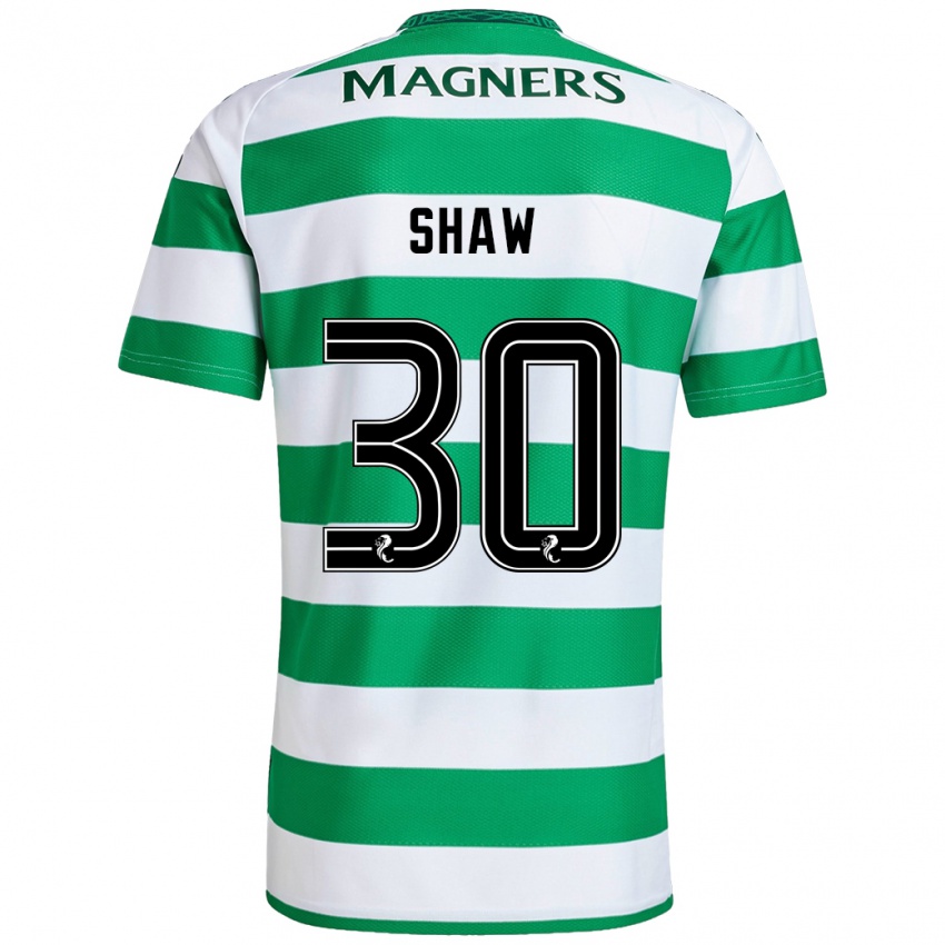 Niño Camiseta Liam Shaw #30 Verde Blanco 1ª Equipación 2024/25 La Camisa