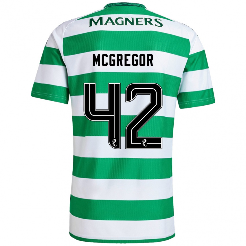 Niño Camiseta Callum Mcgregor #42 Verde Blanco 1ª Equipación 2024/25 La Camisa