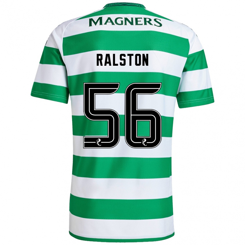 Niño Camiseta Anthony Ralston #56 Verde Blanco 1ª Equipación 2024/25 La Camisa