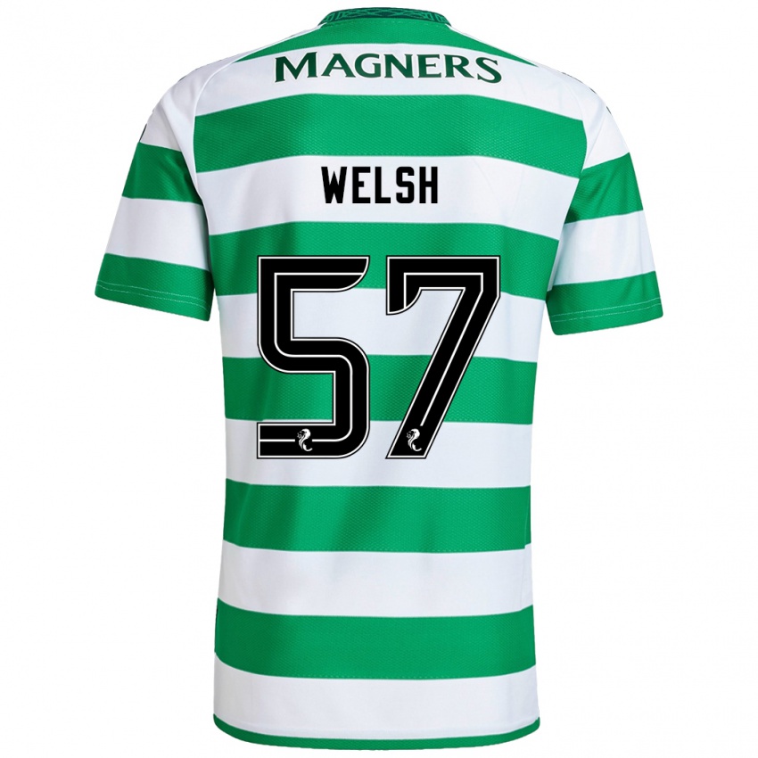 Niño Camiseta Stephen Welsh #57 Verde Blanco 1ª Equipación 2024/25 La Camisa