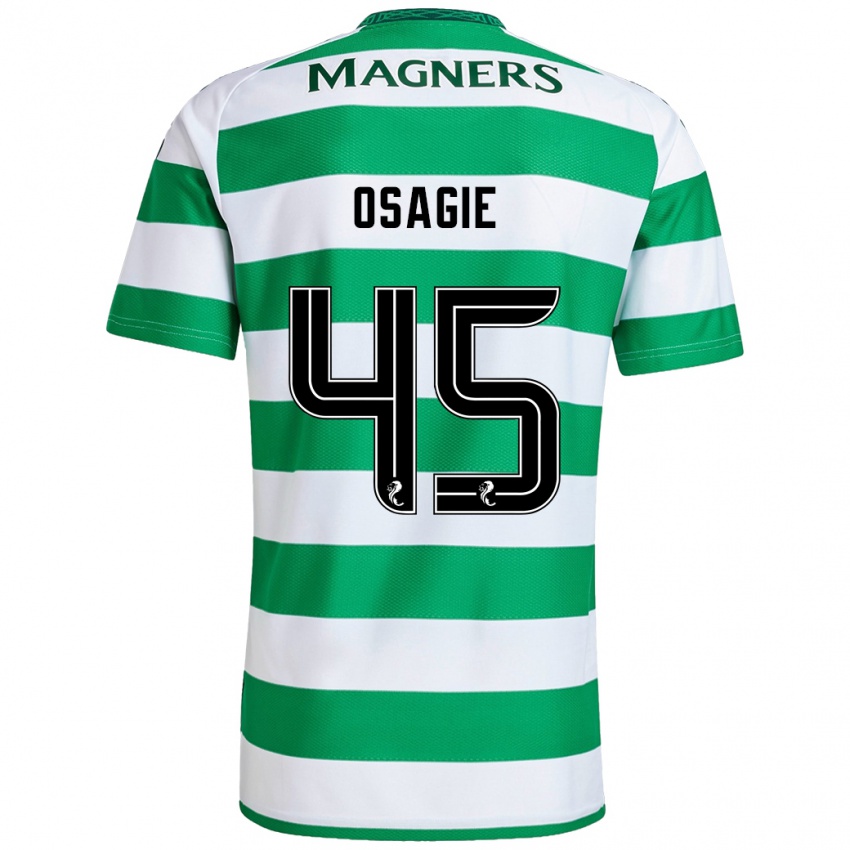 Niño Camiseta Justin Osagie #45 Verde Blanco 1ª Equipación 2024/25 La Camisa