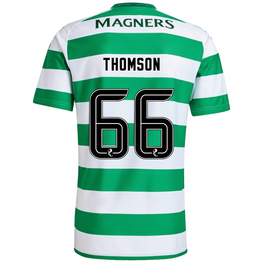 Niño Camiseta Corey Thomson #66 Verde Blanco 1ª Equipación 2024/25 La Camisa