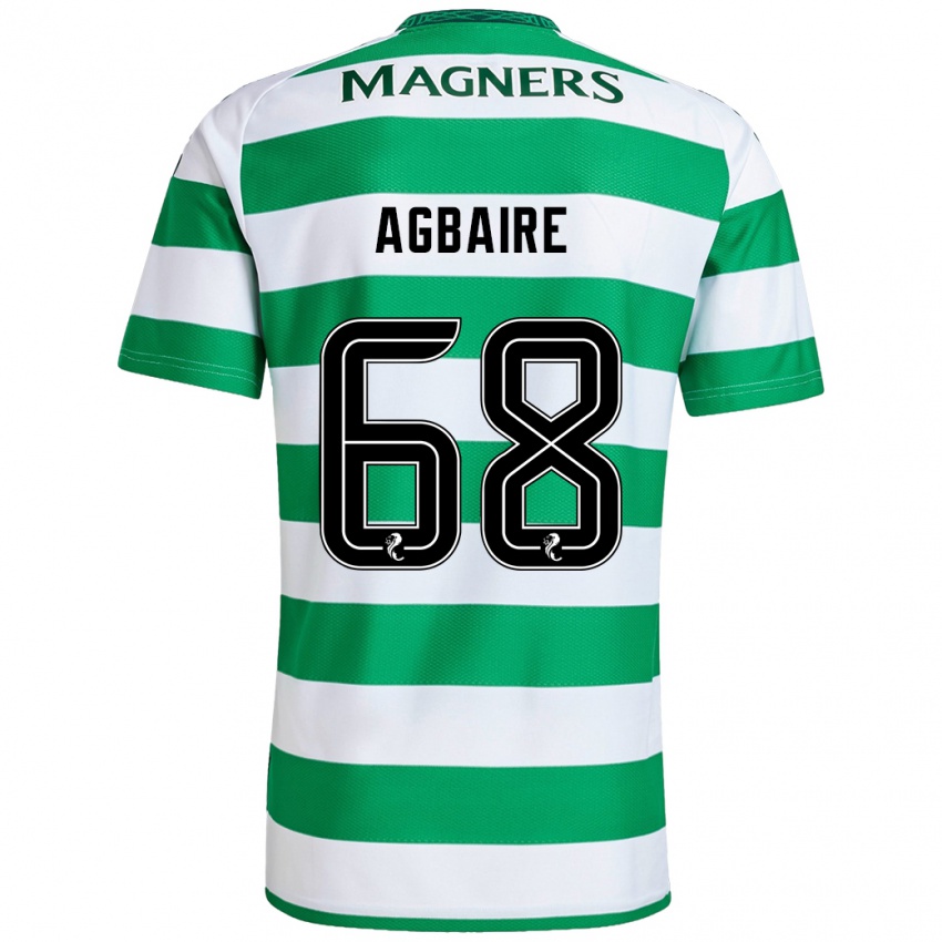 Niño Camiseta Lenny Agbaire #68 Verde Blanco 1ª Equipación 2024/25 La Camisa