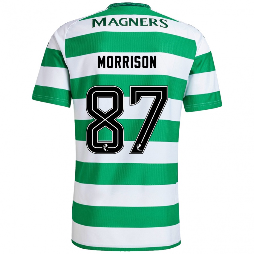 Niño Camiseta Joe Morrison #87 Verde Blanco 1ª Equipación 2024/25 La Camisa