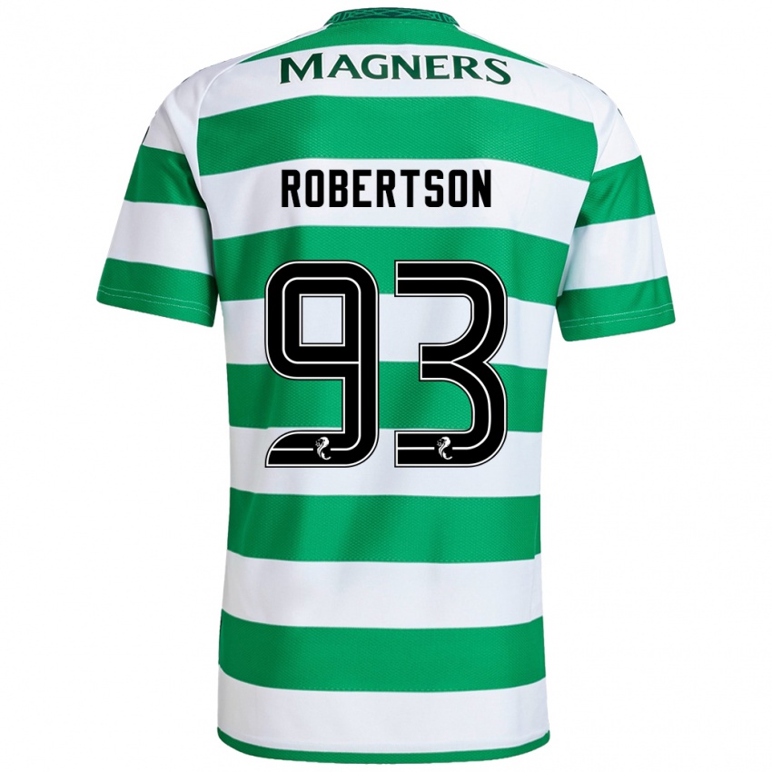 Niño Camiseta Mitchell Robertson #93 Verde Blanco 1ª Equipación 2024/25 La Camisa