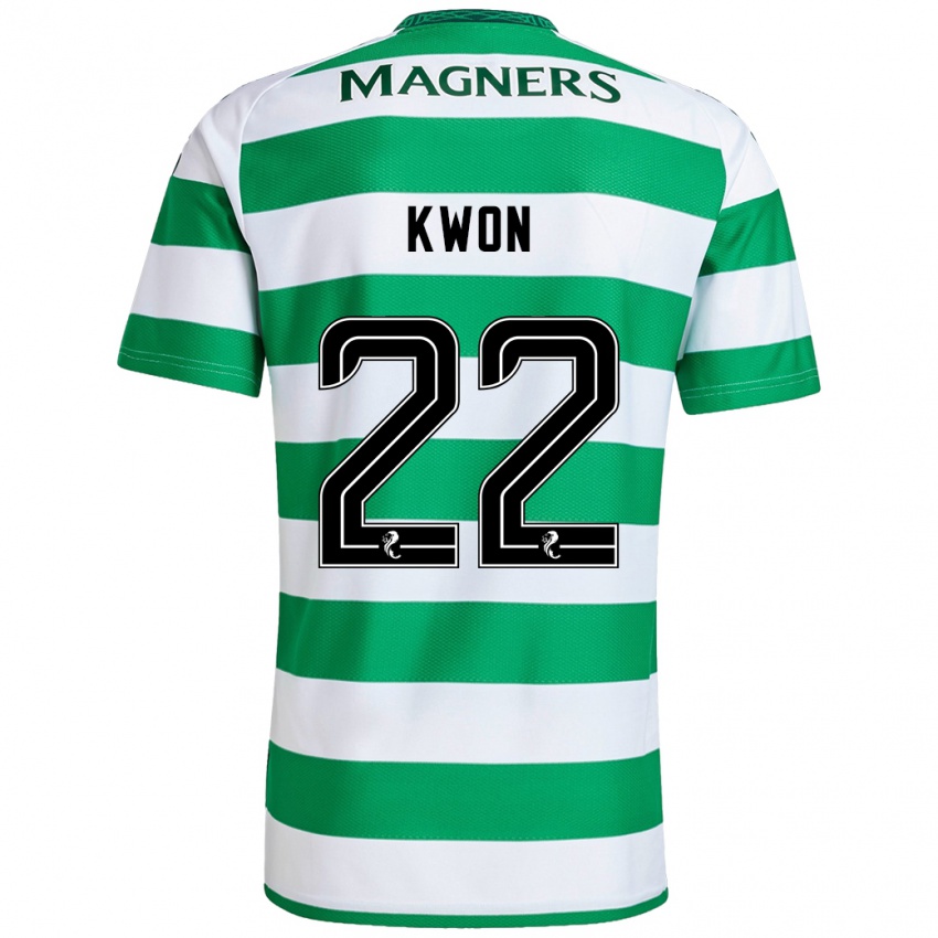 Niño Camiseta Hyeok-Kyu Kwon #22 Verde Blanco 1ª Equipación 2024/25 La Camisa