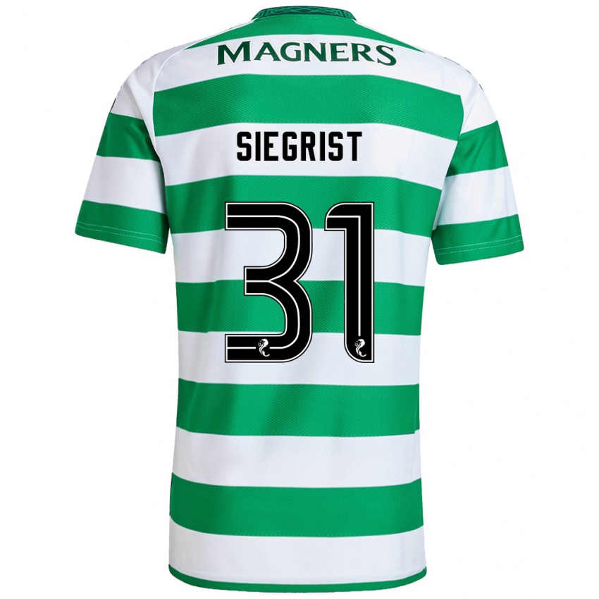 Niño Camiseta Benjamin Siegrist #31 Verde Blanco 1ª Equipación 2024/25 La Camisa