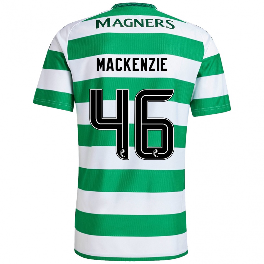 Niño Camiseta Magnus Mackenzie #46 Verde Blanco 1ª Equipación 2024/25 La Camisa