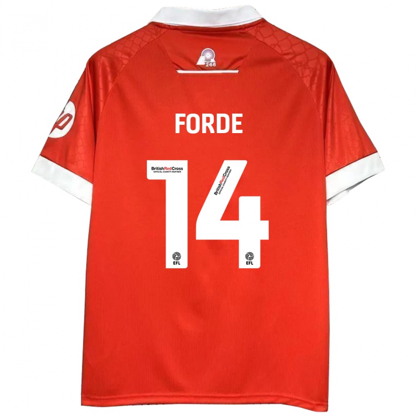 Niño Camiseta Anthony Forde #14 Rojo Blanco 1ª Equipación 2024/25 La Camisa