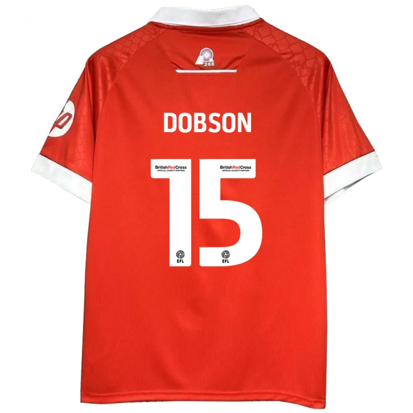 Niño Camiseta George Dobson #15 Rojo Blanco 1ª Equipación 2024/25 La Camisa