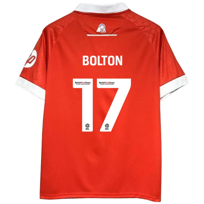 Niño Camiseta Luke Bolton #17 Rojo Blanco 1ª Equipación 2024/25 La Camisa