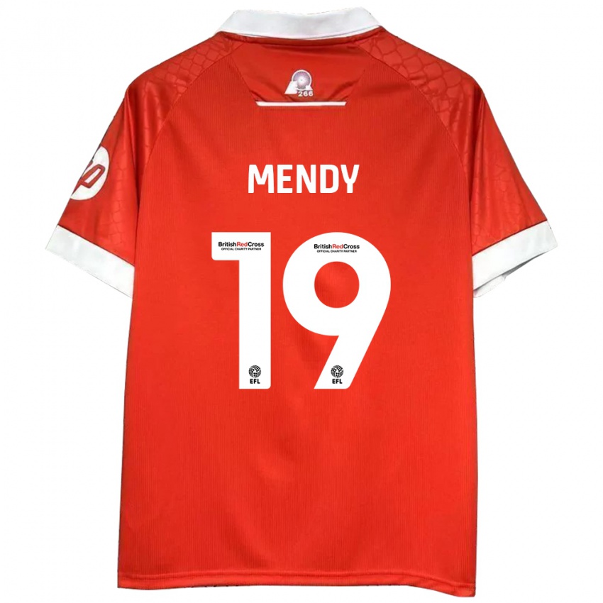 Niño Camiseta Jacob Mendy #19 Rojo Blanco 1ª Equipación 2024/25 La Camisa