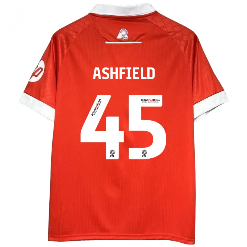 Niño Camiseta Harry Ashfield #45 Rojo Blanco 1ª Equipación 2024/25 La Camisa