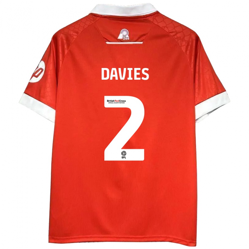 Niño Camiseta Phoebe Davies #2 Rojo Blanco 1ª Equipación 2024/25 La Camisa