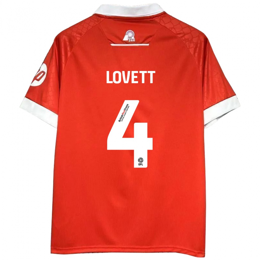 Niño Camiseta Erin Lovett #4 Rojo Blanco 1ª Equipación 2024/25 La Camisa