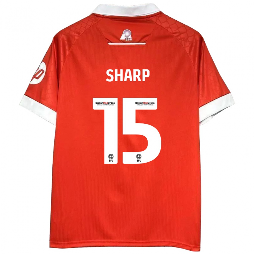 Niño Camiseta Katie Sharp #15 Rojo Blanco 1ª Equipación 2024/25 La Camisa