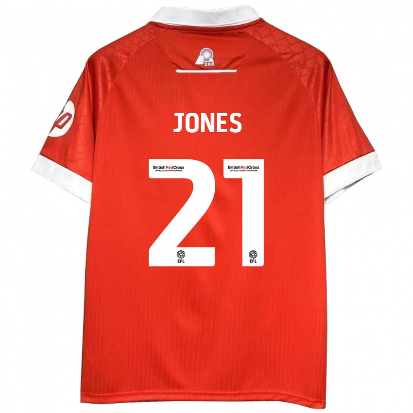 Niño Camiseta Lili Jones #21 Rojo Blanco 1ª Equipación 2024/25 La Camisa