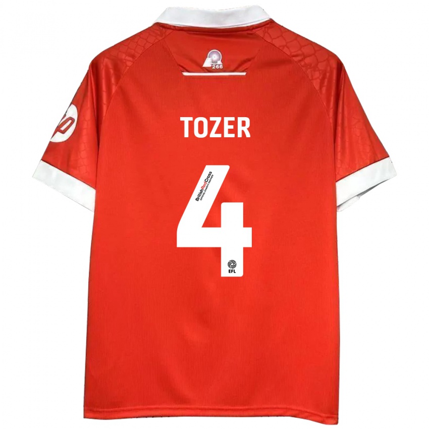 Niño Camiseta Ben Tozer #4 Rojo Blanco 1ª Equipación 2024/25 La Camisa