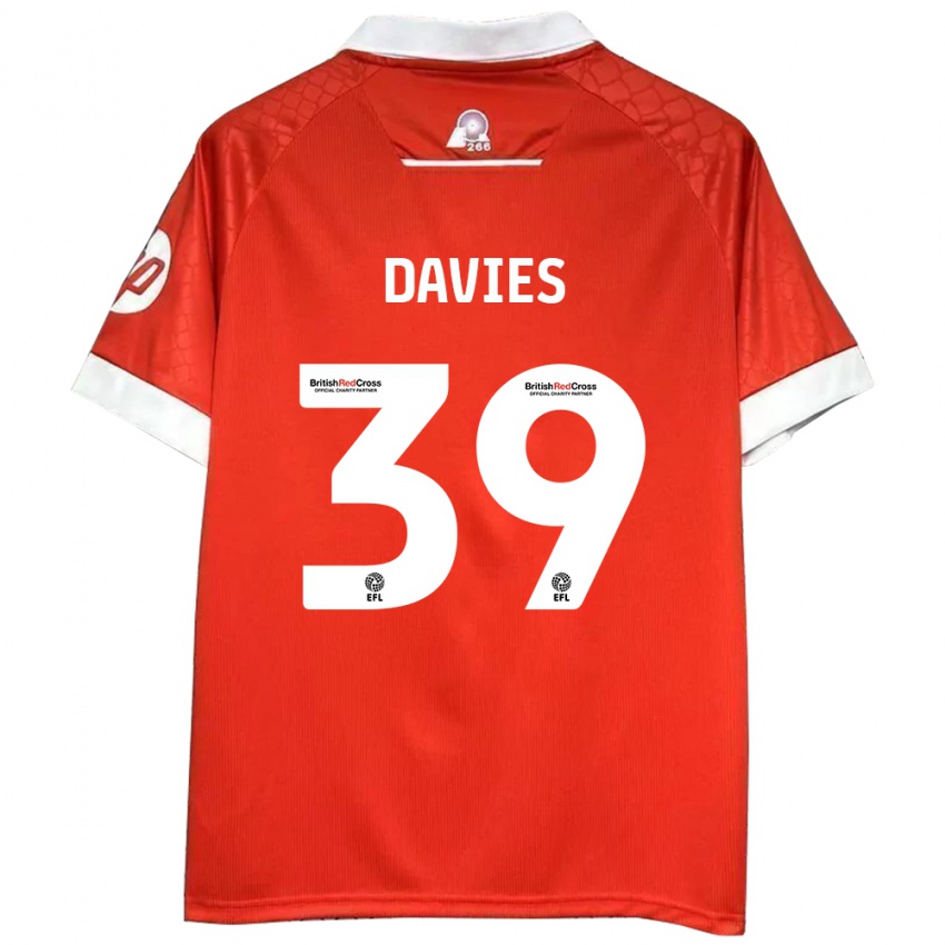 Niño Camiseta Daniel Davies #39 Rojo Blanco 1ª Equipación 2024/25 La Camisa