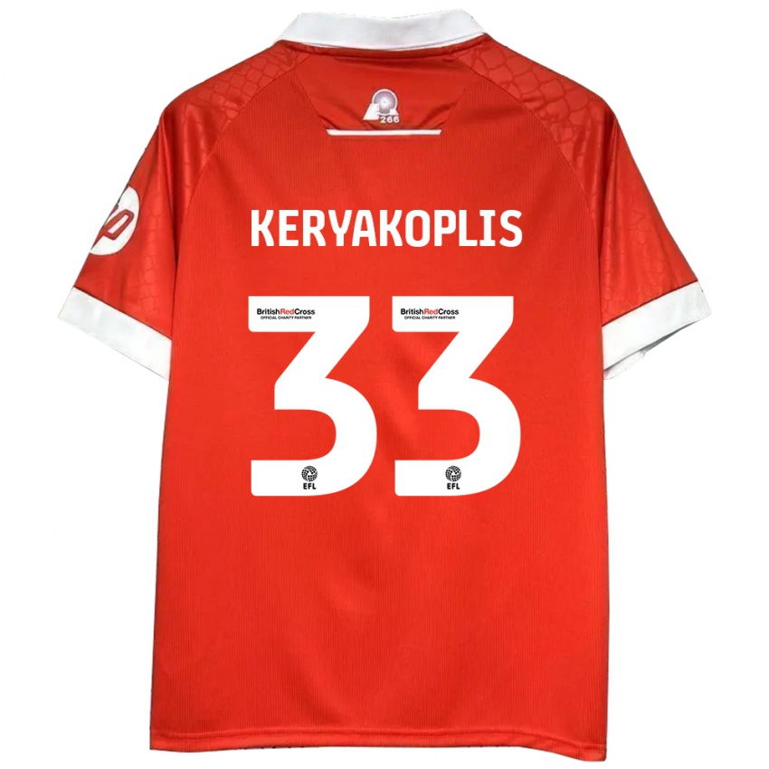 Niño Camiseta Hannah Keryakoplis #33 Rojo Blanco 1ª Equipación 2024/25 La Camisa