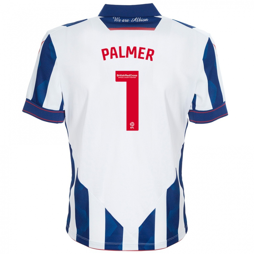 Niño Camiseta Alex Palmer #1 Blanco Azul Oscuro 1ª Equipación 2024/25 La Camisa