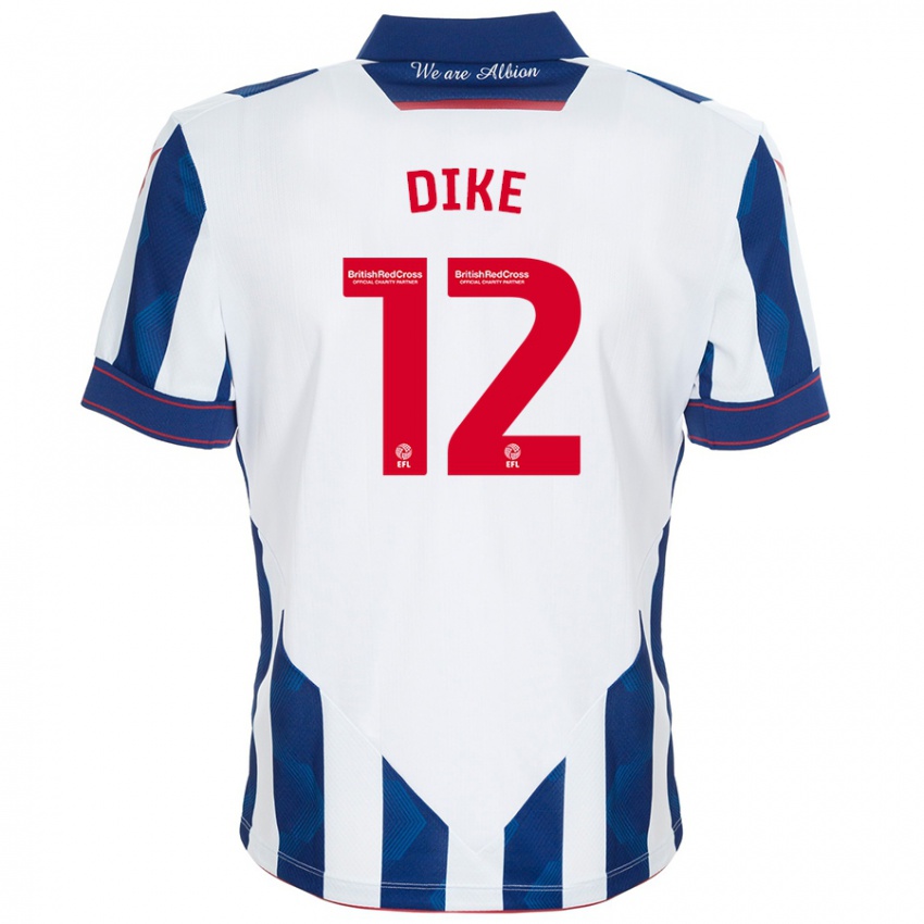 Niño Camiseta Daryl Dike #12 Blanco Azul Oscuro 1ª Equipación 2024/25 La Camisa