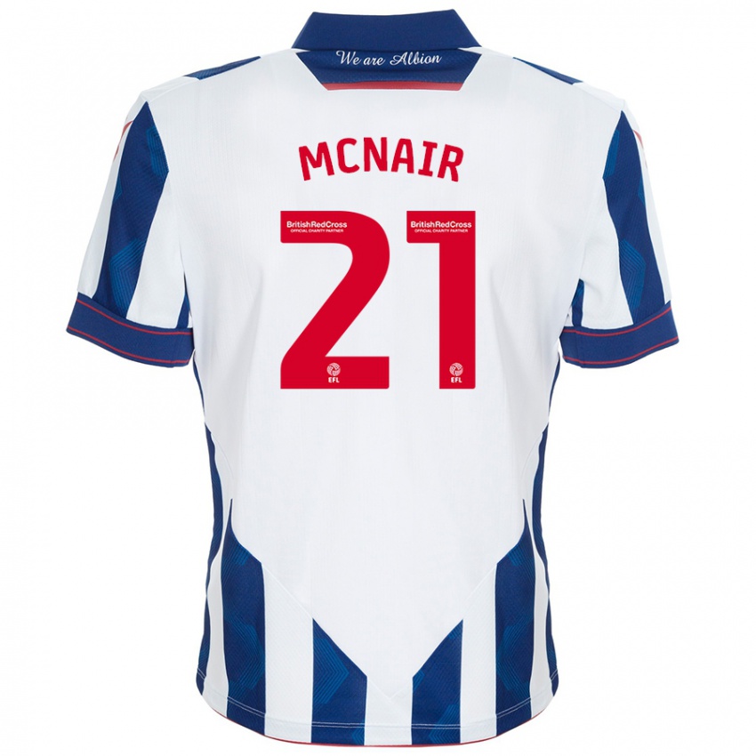 Niño Camiseta Paddy Mcnair #21 Blanco Azul Oscuro 1ª Equipación 2024/25 La Camisa