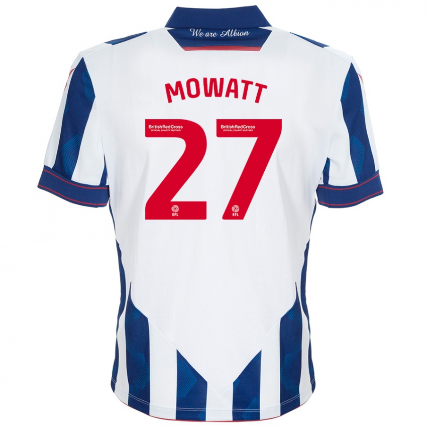 Niño Camiseta Alex Mowatt #27 Blanco Azul Oscuro 1ª Equipación 2024/25 La Camisa