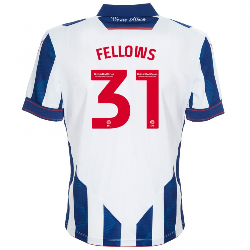 Niño Camiseta Tom Fellows #31 Blanco Azul Oscuro 1ª Equipación 2024/25 La Camisa