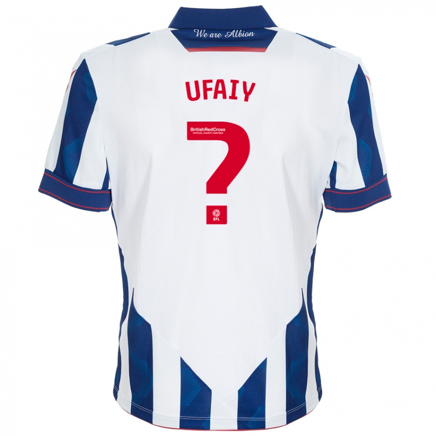 Niño Camiseta Kevin Ufaiy #0 Blanco Azul Oscuro 1ª Equipación 2024/25 La Camisa