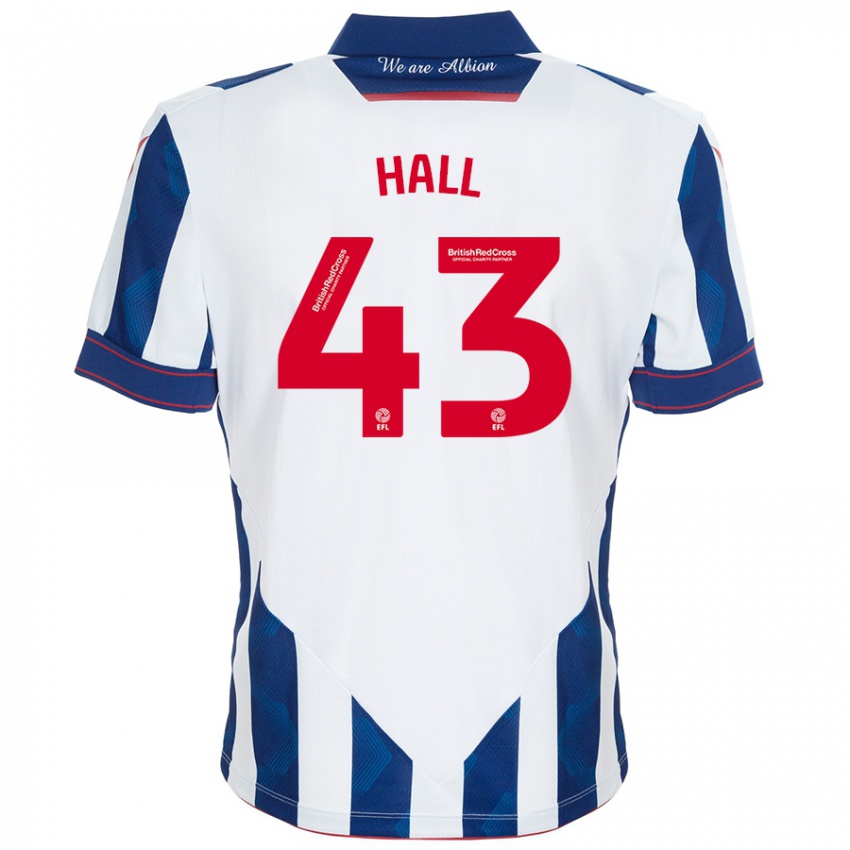 Niño Camiseta Reece Hall #43 Blanco Azul Oscuro 1ª Equipación 2024/25 La Camisa