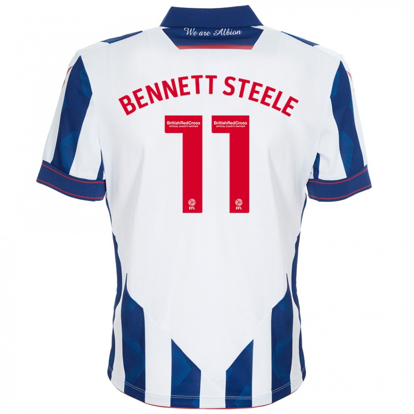 Niño Camiseta Lizzie Bennett-Steele #11 Blanco Azul Oscuro 1ª Equipación 2024/25 La Camisa