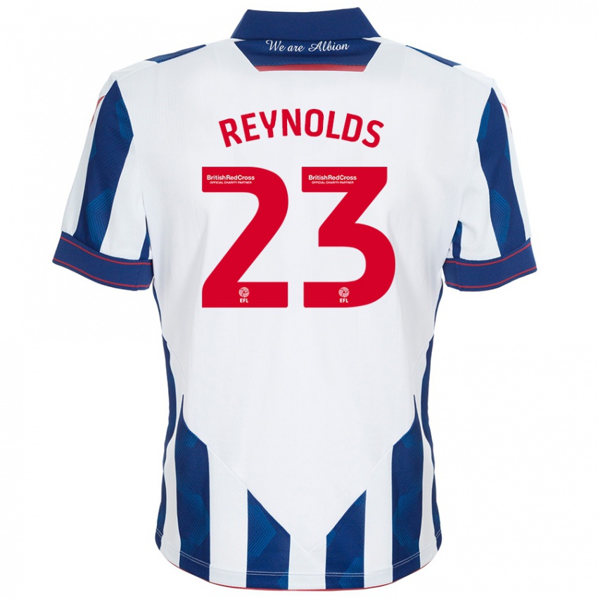 Niño Camiseta Taylor Reynolds #23 Blanco Azul Oscuro 1ª Equipación 2024/25 La Camisa