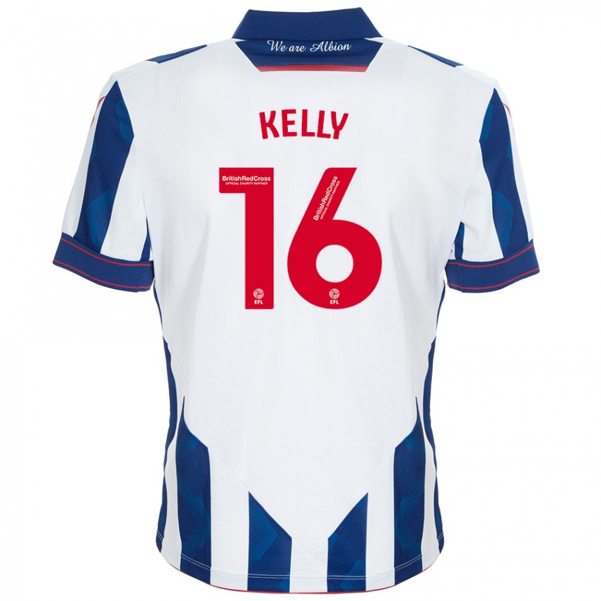 Niño Camiseta Martin Kelly #16 Blanco Azul Oscuro 1ª Equipación 2024/25 La Camisa