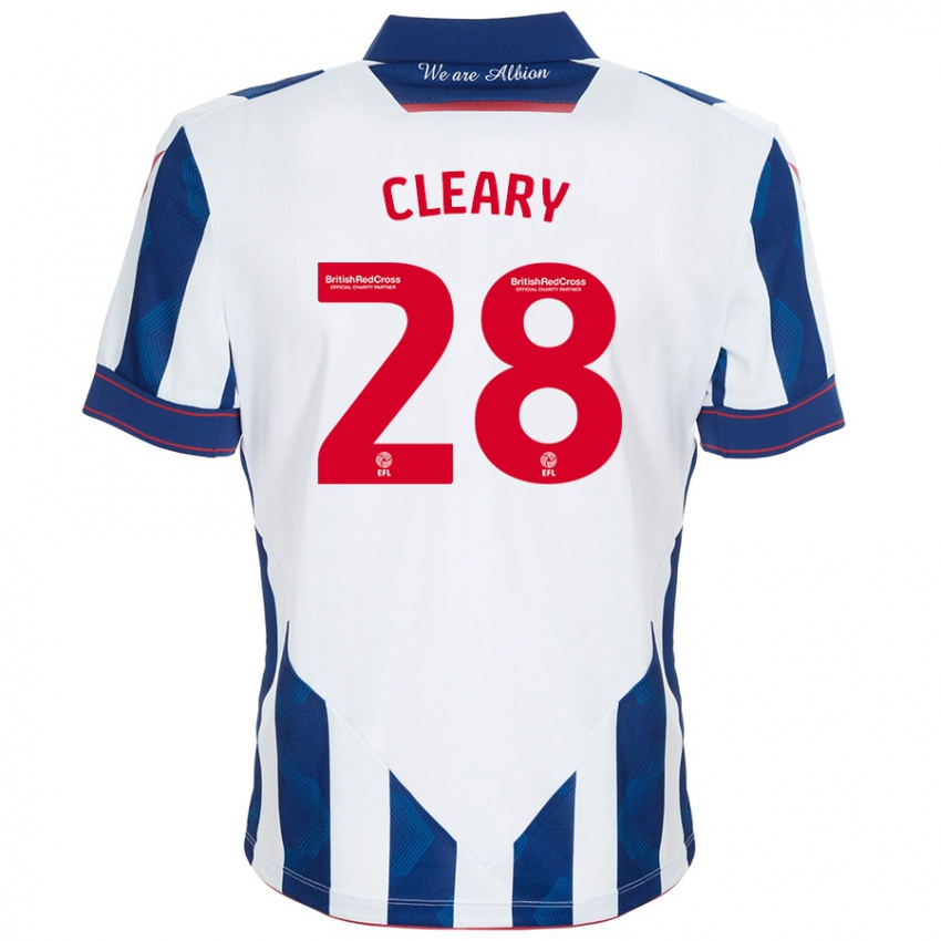 Niño Camiseta Reyes Cleary #28 Blanco Azul Oscuro 1ª Equipación 2024/25 La Camisa