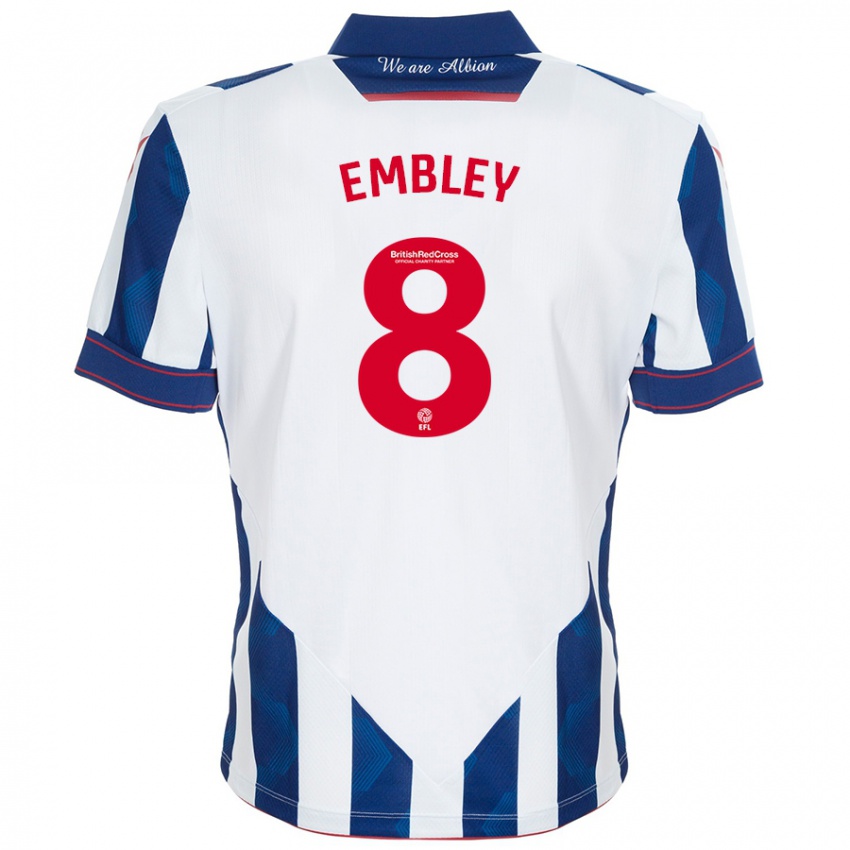 Niño Camiseta Rosie Embley #8 Blanco Azul Oscuro 1ª Equipación 2024/25 La Camisa