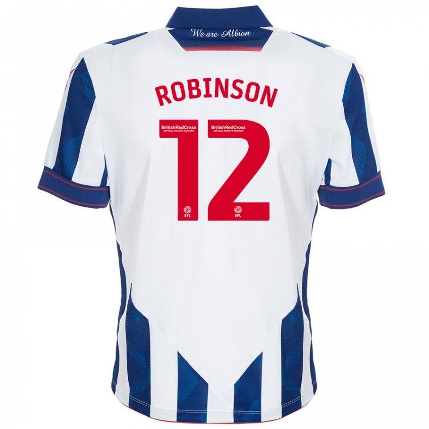 Niño Camiseta Leanne Robinson #12 Blanco Azul Oscuro 1ª Equipación 2024/25 La Camisa