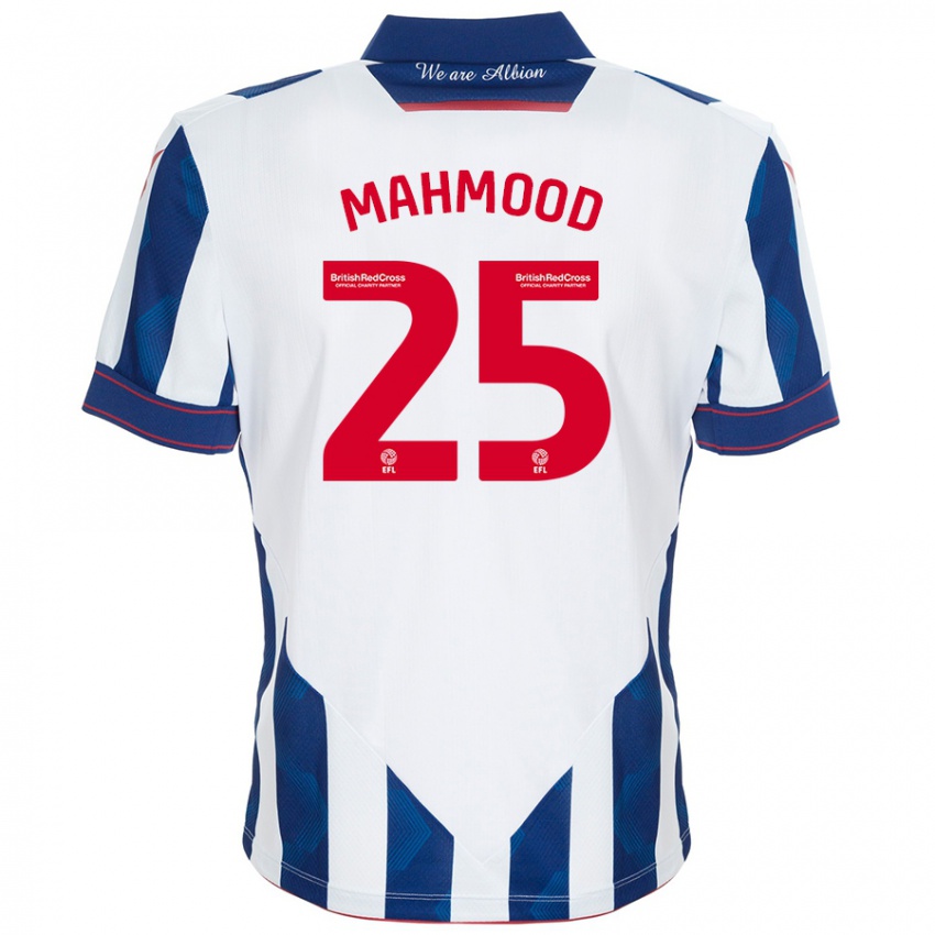 Niño Camiseta Mahmood #25 Blanco Azul Oscuro 1ª Equipación 2024/25 La Camisa