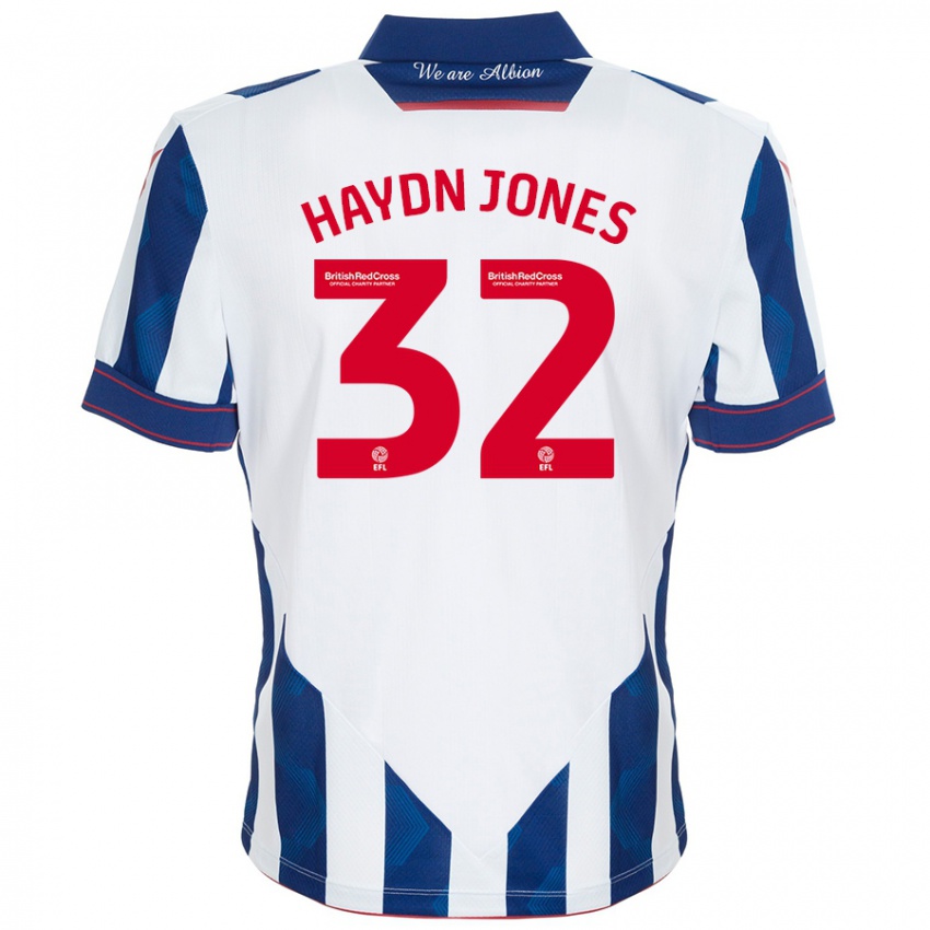 Niño Camiseta Mackenzie Haydn-Jones #32 Blanco Azul Oscuro 1ª Equipación 2024/25 La Camisa