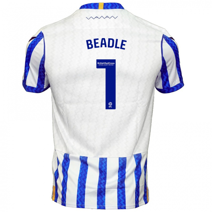 Niño Camiseta James Beadle #1 Azul Blanco 1ª Equipación 2024/25 La Camisa